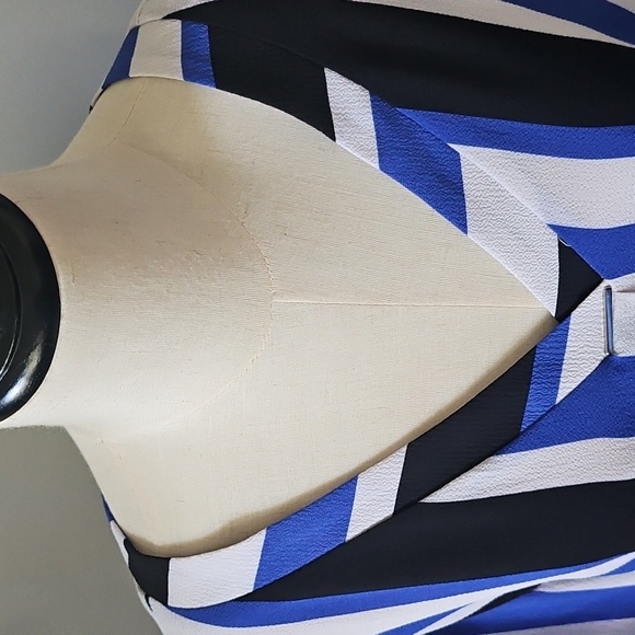 Cato Blue, Navy, and White Striped Popover Blouse - Picture 5 of 14